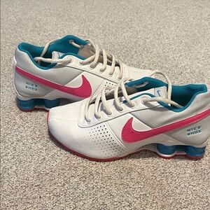 Girls Youth - Size 4 Nike Shox White and Pink Athletic Shoes
